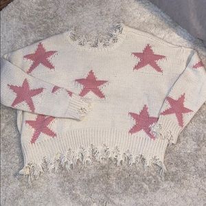 distressed star sweater